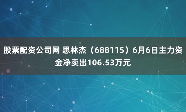 股票配资公司网 思林杰（688115）6月6日主力资金净卖出106.53万元